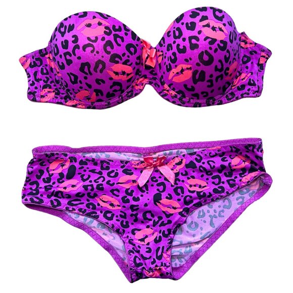 Other - Purple Cheetah Kiss Push Up Bra & Undies set